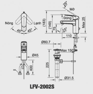 Vòi chậu nóng lạnh