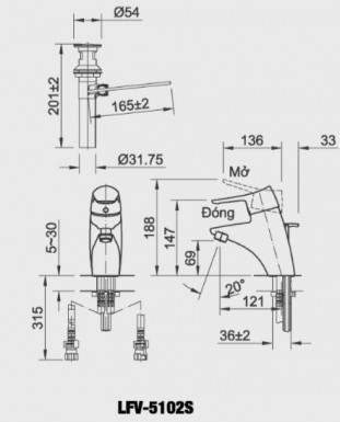 Vòi chậu nóng lạnh