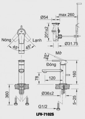 Vòi chậu nóng lạnh
