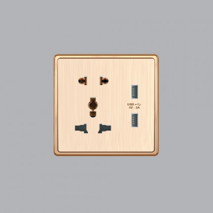 Ổ cắm đa năng + ổ cắm đơn 2 chấu + 2 USB