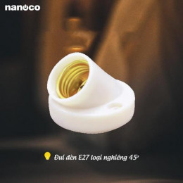 Đui đèn E27, loại nghiêng 45 độ màu đen
